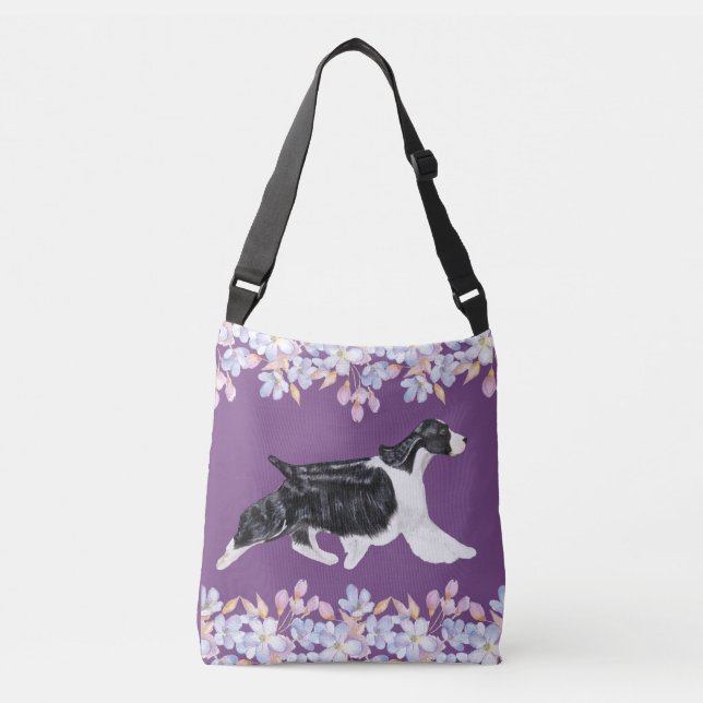 English Springer Spaniel Bag/Tote - Purple Crossbody Bag (Front)