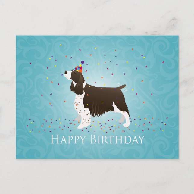 English Springer Spaniel Birthday Design Postcard (Front)