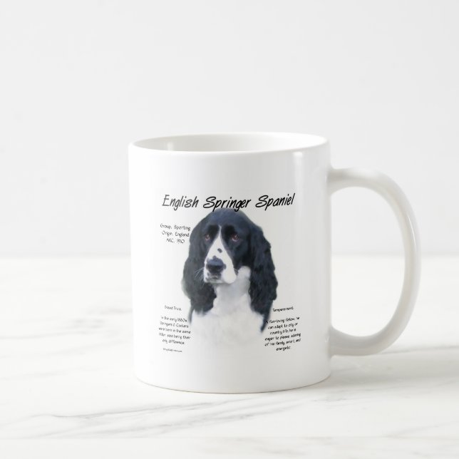 English Springer Spaniel (blk) History Design Coffee Mug (Right)