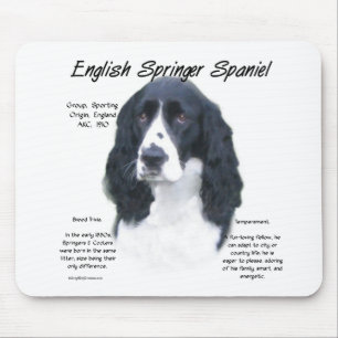 English Springer Spaniel (blk) History Design Mouse Mat