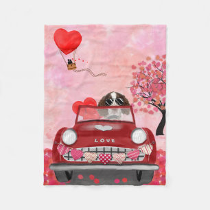 English Springer Spaniel Car Hearts Valentine's  Fleece Blanket