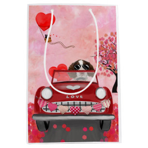 English Springer Spaniel Car Hearts Valentine's  Medium Gift Bag