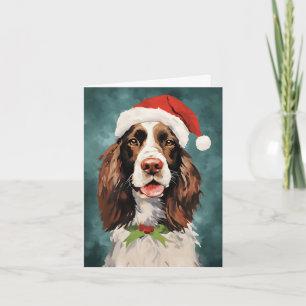 English Springer Spaniel Christmas brush painting  Card