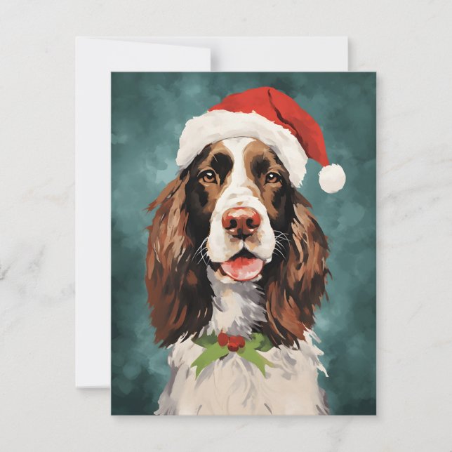English Springer Spaniel Christmas brush painting  Holiday Card (Front)