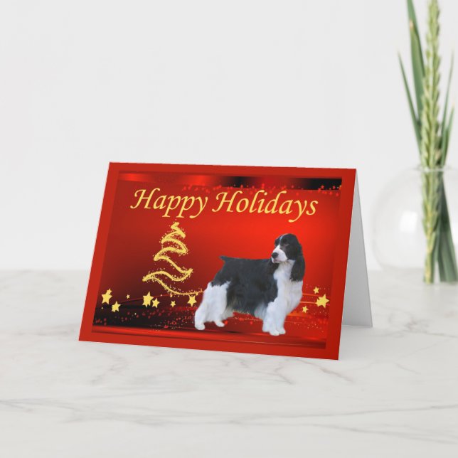 English Springer Spaniel Christmas Card Stars (Front)