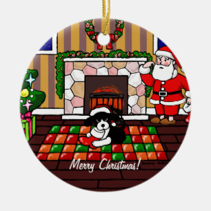 English Springer Spaniel Christmas Cartoon Ceramic Tree Decoration