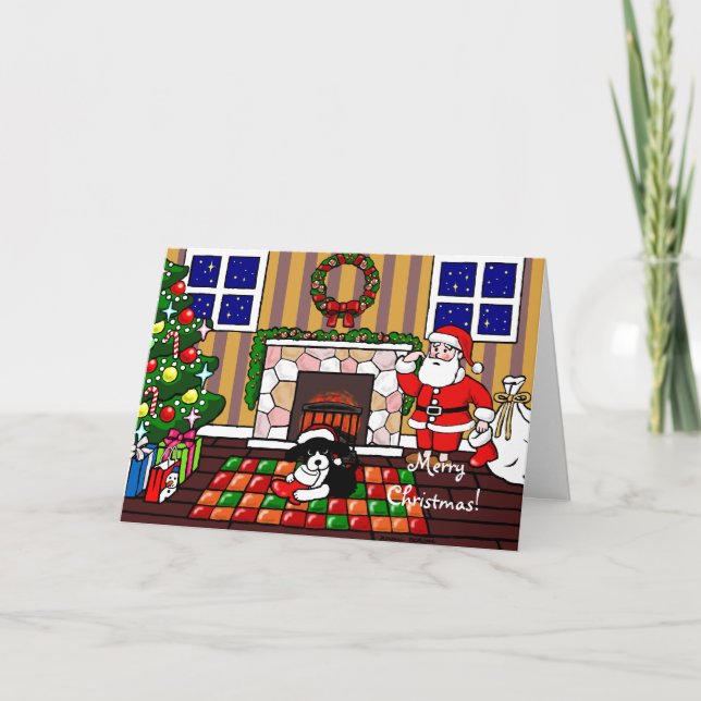 English Springer Spaniel Christmas Cartoon Holiday Card (Front)
