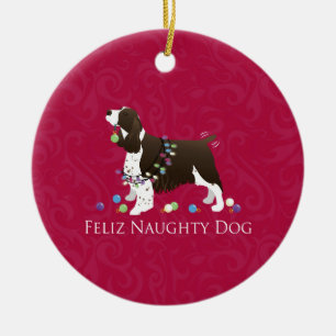 English Springer Spaniel Christmas Design Ceramic Tree Decoration