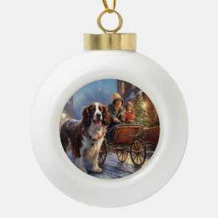 English Springer Spaniel Christmas Festive Season Ceramic Ball Christmas Ornament