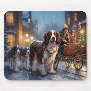 English Springer Spaniel Christmas Festive Season Mouse Mat