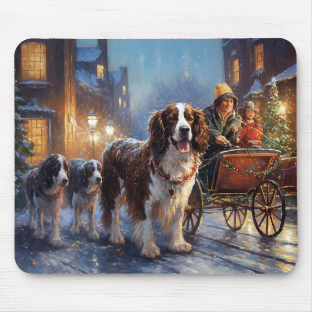 English Springer Spaniel Christmas Festive Season Mouse Mat (Front)