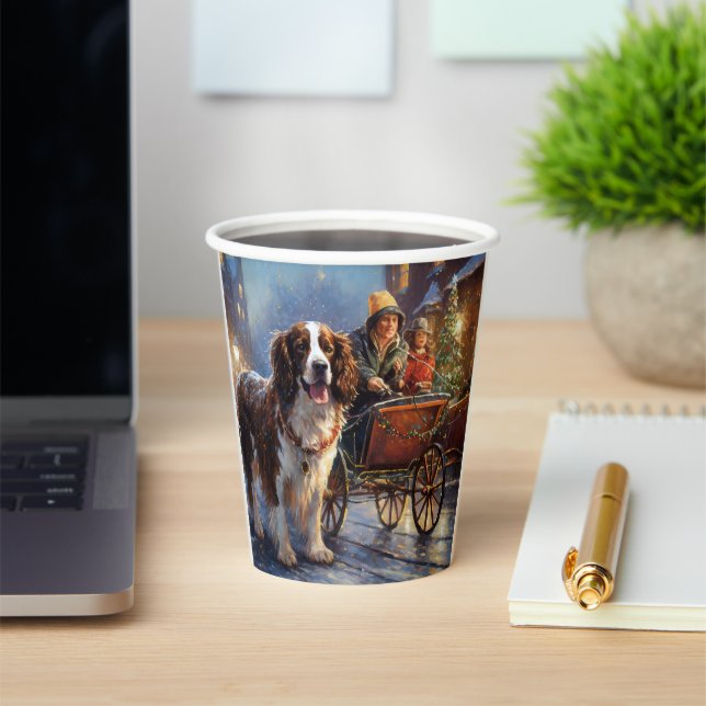 English Springer Spaniel Christmas Festive Season Paper Cups (Insitu)
