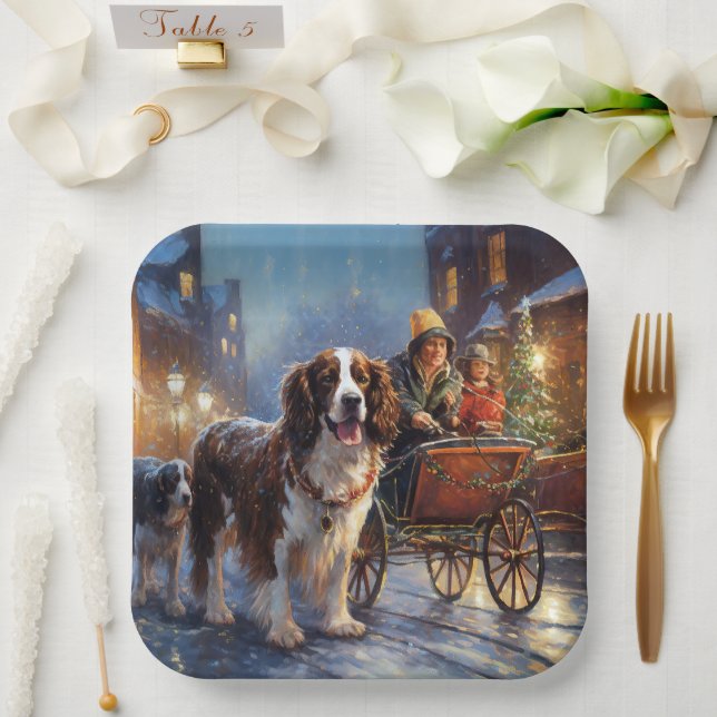 English Springer Spaniel Christmas Festive Season Paper Plate (Wedding)