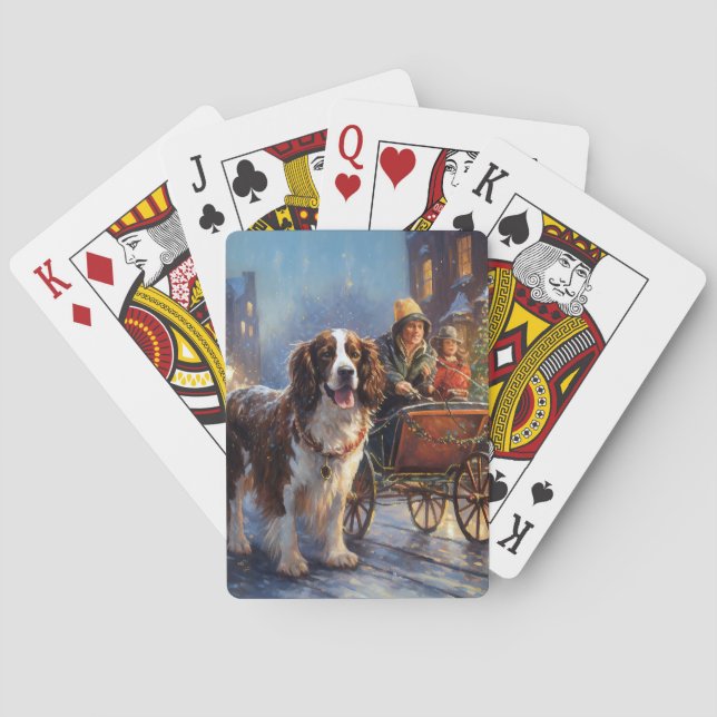 English Springer Spaniel Christmas Festive Season Playing Cards (Back)