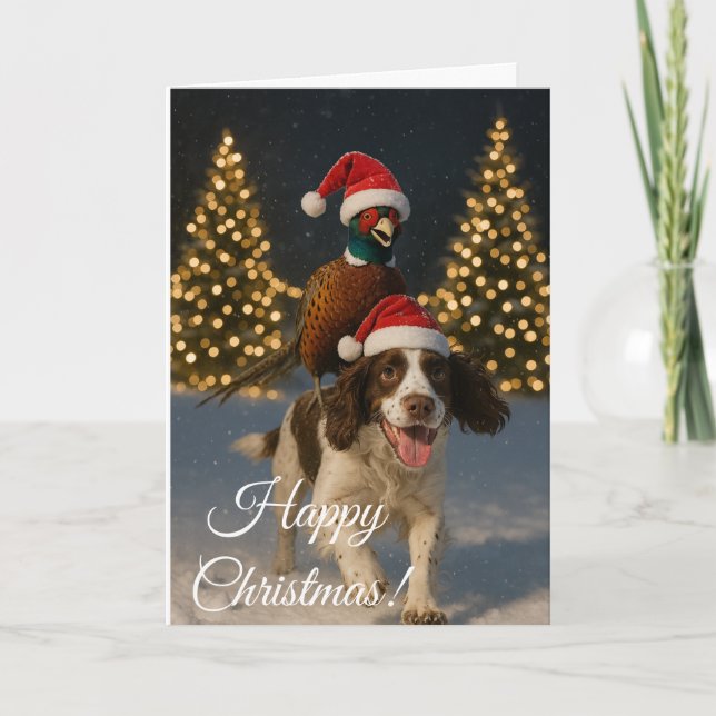 English Springer Spaniel Christmas greeting card (Front)
