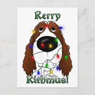English Springer Spaniel Christmas Lights Holiday Postcard