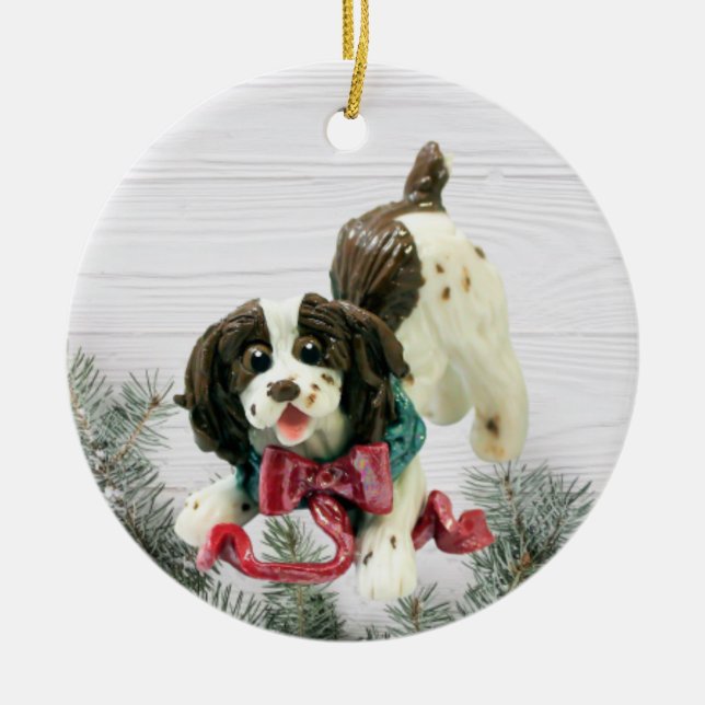 English Springer Spaniel Christmas ornament (Front)