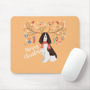 English Springer Spaniel Christmas Reindeer Dog Mouse Mat