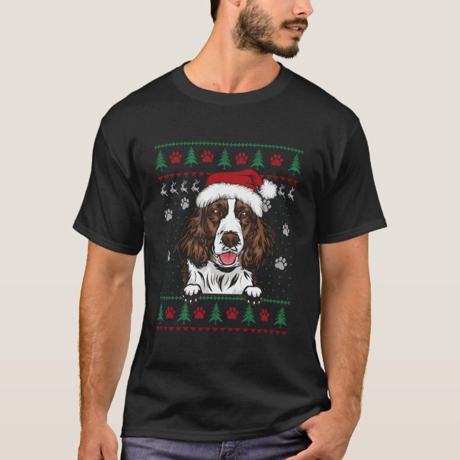 English Springer Spaniel Christmas Ugly Sweater Do (Front)