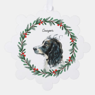 English Springer Spaniel Custom Name Christmas Tree Decoration Card