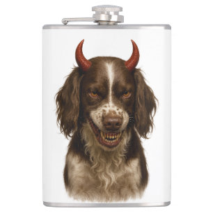 English Springer Spaniel Devil Hip Flask