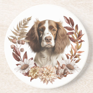 English Springer Spaniel Dog Autumn Wreath Coaster
