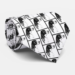 English Springer Spaniel Dog Black White Art  Tie
