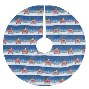 English Springer Spaniel Dog Car In Snow Christmas Brushed Polyester Tree Skirt
