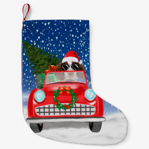 English Springer Spaniel Dog Car In Snow Christmas Small Christmas Stocking