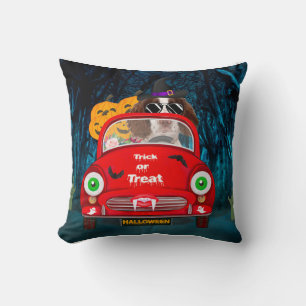 English Springer Spaniel dog Car Scary Halloween Cushion