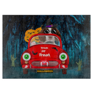 English Springer Spaniel dog Car Scary Halloween  Cutting Board