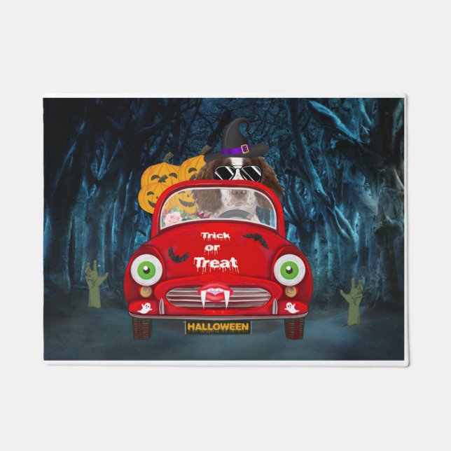 English Springer Spaniel dog Car Scary Halloween  Doormat (Front)