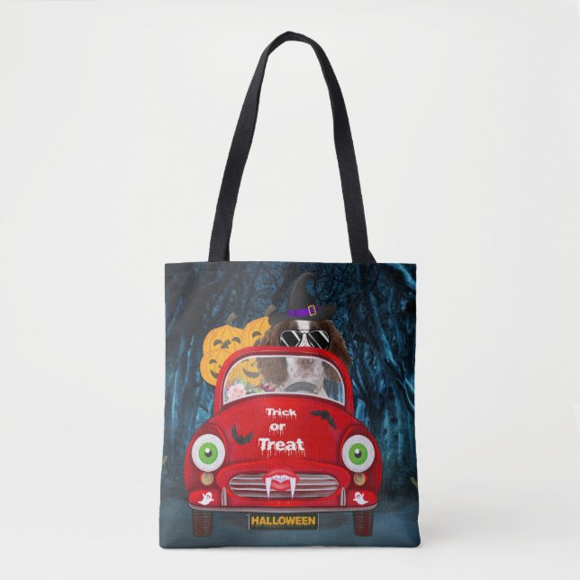 English Springer Spaniel dog Car Scary Halloween  Tote Bag (Front)