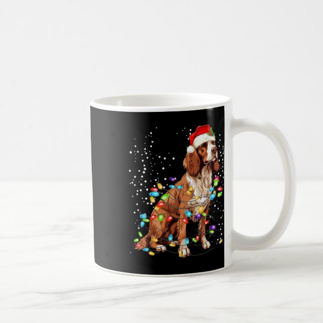English Springer Spaniel Dog Christmas Lights Xmas Coffee Mug (Right)