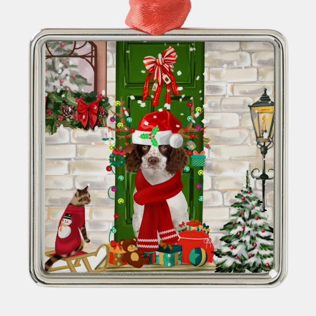 English Springer Spaniel Dog Christmas  Metal Tree Decoration (Front)