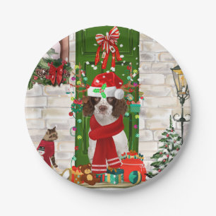 English Springer Spaniel Dog Christmas  Paper Plate