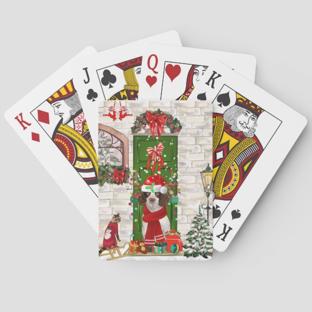 English Springer Spaniel Dog Christmas  Playing Cards (Back)