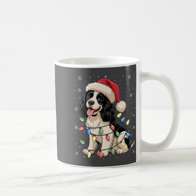 English Springer Spaniel Dog Christmas Tree Lights Coffee Mug (Right)