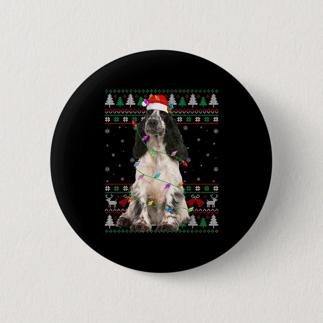 English Springer Spaniel Dog Christmas Ugly Sweate 6 Cm Round Badge (Front)