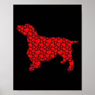 English Springer Spaniel Dog Cute Silhouette Heart Poster