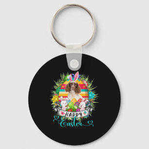 English Springer Spaniel Dog In Easter Eggs Sket Key Ring
