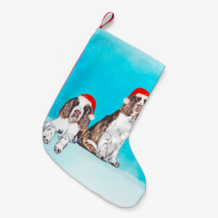 English Springer Spaniel Dog In Snow Christmas Hat Small Christmas Stocking
