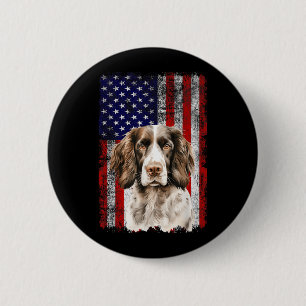 English Springer Spaniel Dog Lover US Flag 4th of 6 Cm Round Badge
