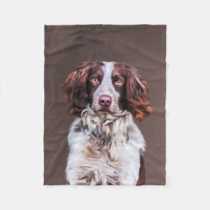 English Springer Spaniel Dog Oil Painting Portrait Fleece Blanket