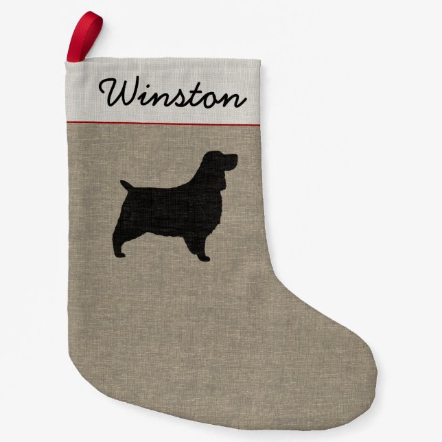 English Springer Spaniel Dog Silhouette Holiday Small Christmas Stocking (Front)