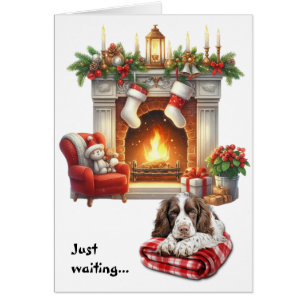 English Springer Spaniel Dog Waiting for Christmas