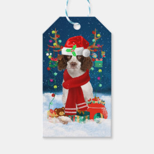 English Springer Spaniel dog with Christmas gifts Gift Tags