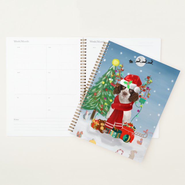 English Springer Spaniel dog with Christmas gifts  Planner (Display)