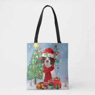 English Springer Spaniel dog with Christmas gifts Tote Bag