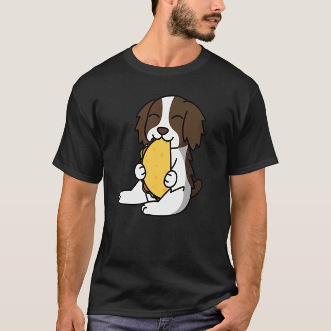English Springer Spaniel Eating A Taco Dog T-Shirt (Front)